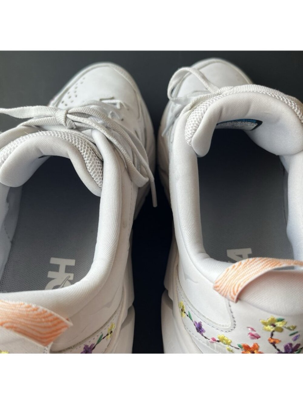 Hoka One One U Clifton L BP Womens Sneakers Size 12 Floral Embroidery White - Picture 15 of 16